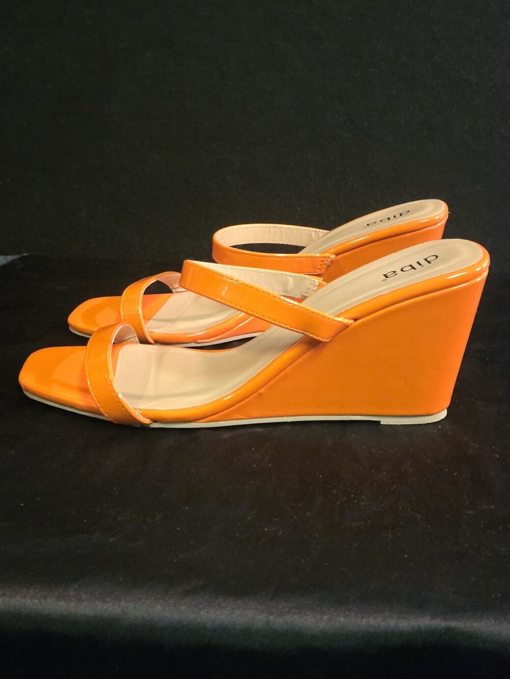 Diba Orange Wedge Sandals - Strappy Slide Heels